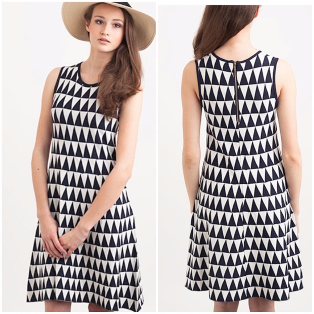 Kling Navy And White Geometric Dress View 5